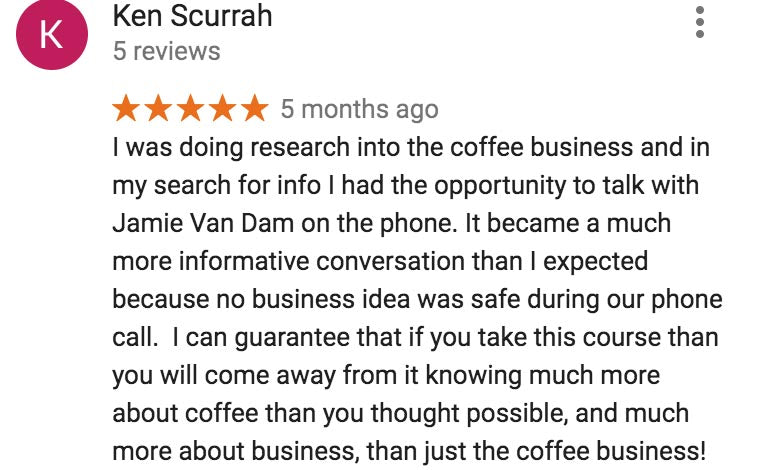 5 Star Review of Coffee Business Phone Consult