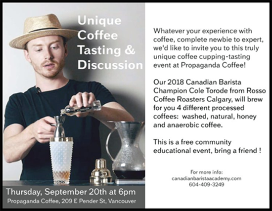Unique Coffee Tasting free community event